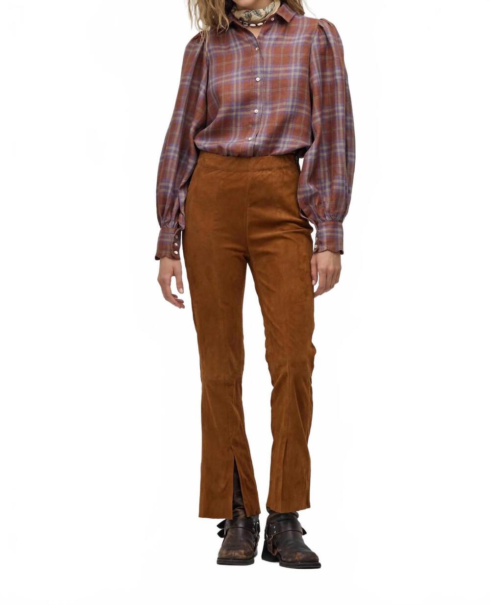 NEW LANHTROPY tori suede pants in tan